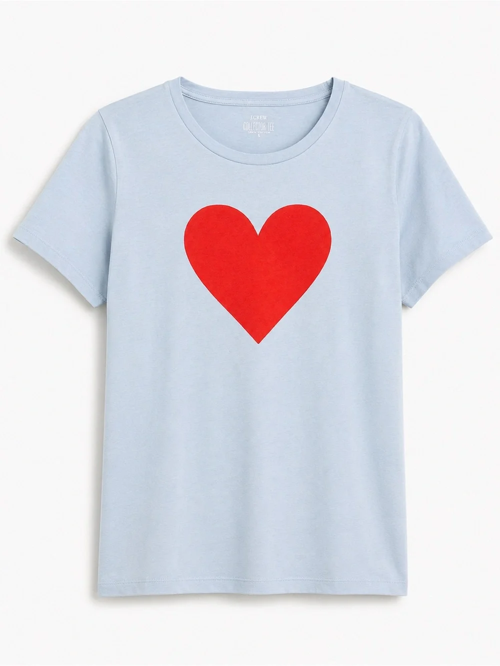J. CREW collector preppy Graphic tee Watercolor Heart light blue color SM NWT